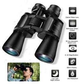 10-180X100 High-Powered Binoculars, 8-24x Magnification, 50mm Objective Lens, Low Light Night Vision, Multi-Layer Coated Aspherical Lenses