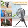 10400mah Portable Camping Fan, LED Light, Rechargeable, Tripod, Hanging, Oscillating Table Fan, 4 Speeds, 3 Brighness Levels