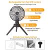 10400mah Portable Camping Fan, LED Light, Rechargeable, Tripod, Hanging, Oscillating Table Fan, 4 Speeds, 3 Brighness Levels