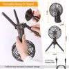 10400mah Portable Camping Fan, LED Light, Rechargeable, Tripod, Hanging, Oscillating Table Fan, 4 Speeds, 3 Brighness Levels