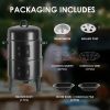 16" 3-Tier Portable Charcoal Smoker Grill with Easy Temp Control - Black Vertical Grill for Camping, Outdoor Cooking