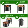 16" 3-Tier Portable Charcoal Smoker Grill with Easy Temp Control - Black Vertical Grill for Camping, Outdoor Cooking