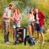 16" 3-Tier Portable Charcoal Smoker Grill with Easy Temp Control - Black Vertical Grill for Camping, Outdoor Cooking