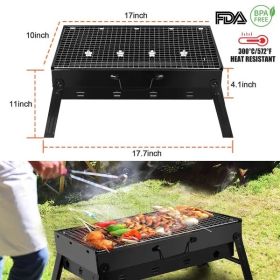 Portable Charcoal Grill Stainless Steel Outdoor Folding BBQ Tabletop Barbecue Grill