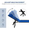 Outsunny 2 Folding Chaise Lounge Chairs, 4-Position Reclining Back, Pillow, Breathable Mesh & Bungee Seat, Blue
