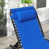 Outsunny 2 Folding Chaise Lounge Chairs, 4-Position Reclining Back, Pillow, Breathable Mesh & Bungee Seat, Blue