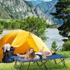 Outsunny 2 Person Folding Camping Cot, 50" Extra Wide Sleeping Cot with Carry Bag, Elevated Camping Bed, Hiking, Blue