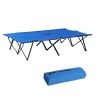 Outsunny 2 Person Folding Camping Cot, 50" Extra Wide Sleeping Cot with Carry Bag, Elevated Camping Bed, Hiking, Blue