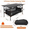 Foldable Camping Table, Aluminum Top & Steel Frame with Mesh Basket, Portable Table Includes Carry Bag, 220 lb Capacity