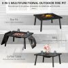 Outsunny 34" Wood Burning Fire Table Grill with Spark Guard and Rain Cover for Outdoor Dining