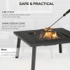 Outsunny 34" Wood Burning Fire Table Grill with Spark Guard and Rain Cover for Outdoor Dining
