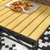 Outsunny 3ft Aluminum Small Folding Table, Portable Camping Table with Storage Bag, Carry Bag for Outdoor Picnic BBQ, Brown
