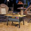 Outsunny 3ft Aluminum Small Folding Table, Portable Camping Table with Storage Bag, Carry Bag for Outdoor Picnic BBQ, Brown