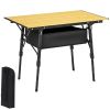 Outsunny 3ft Aluminum Small Folding Table, Portable Camping Table with Storage Bag, Carry Bag for Outdoor Picnic BBQ, Brown
