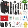 47Pcs Emergency Survival Kit, EDC Gear, First Aid Supplies, Tools Kit, with Pouch for Hiking Disaster Camping Adventure