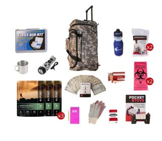 Food Storage Survival Kit, Rolling Bag, Camo - with AlpineAire and more