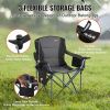 VEVOR Camping Folding Chair Portable Heavy Duty Outdoor Quad Lumbar Back Padded Arm Chair with Side Pockets