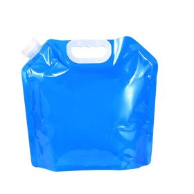 Portable 5L Water Bag with Handle, Storage Container, Jug Bottle For Outdoor Travel Camping; Foldable for Empty Storage