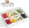 Divided Snack Box With Lid – Clear Food Storage Container With Colorful Compartments – Reusable Bento Organizer For Snacks, Fruits, Nuts