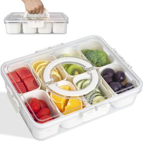 Divided Snack Box With Lid – Clear Food Storage Container With Colorful Compartments – Reusable Bento Organizer For Snacks, Fruits, Nuts