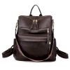 Women Removable Strap Nylon Backpack, Coffee