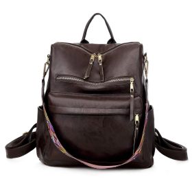 Women Removable Strap Nylon Backpack, Coffee