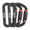 3 PCS Auto Locking Carabiner Clips Heavy Duty 30 KN for Climbing Hiking