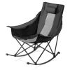 VEVOR Rocking Camping Portable Folding Rocker Chair, Heavy-Duty Lawn Chair Recliner with Cupholder & Pocket, Supports 225lbs