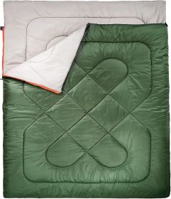 40 F Cool Weather Two-Person Sleeping Bag, 87 Inches x 59 Inches, Olive Green