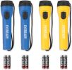 Bright Flashlights for Emergencies and Camping Gear, Flash Light with AA Batteries Included, Blue/Yellow 4 Pack
