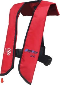 Automatic-Manual Inflatable Adult Life Vest Jacket, Water Sports, Kayak, Flood Preparation, Supports up to 330 lbs, 33g CO2 Cylinder, 609 Red
