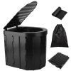 Foldable Porta Potty for Travel Camping Boating Hiking Cleanable w Lid Carry Bag 1 Roll Garbage Bags