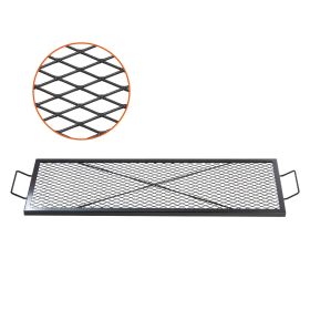 VEVOR X-Marks Fire Pit Grill Grate, Rectangle Cooking Grate, Heavy Duty Steel Campfire BBQ Grill Grid with Handle and Support X Wire