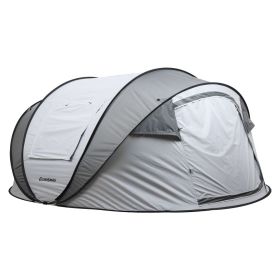 4 Person White + Gray Pop-Up Tent