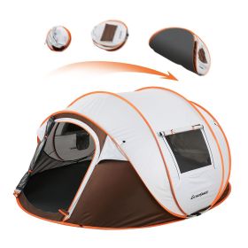 4 Persons White + Brown Pop-Up Tent