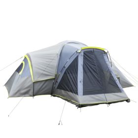 10 People Three Room Family Camping Tent, Dark Gray Polyester Cloth, Fiberglass Poles Camping Tent