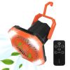 Portable Hanging Lantern Tent Fan 10000mAh Battery Power, USB Rechargeable, 4 Light, 3 Wind Modes, Emergency Power Bank