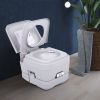 Lightweight Portable Toilet, 2.6 Gallon Flushable Camping Toilet, Sanitary Outdoor Travel Toilet for Tents Boats Semi Trucks RV's Gray