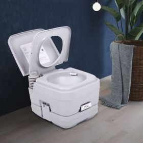Lightweight Portable Toilet, 2.6 Gallon Flushable Camping Toilet, Sanitary Outdoor Travel Toilet for Tents Boats Semi Trucks RV's Gray