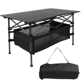 Folding Camp Table with Large Storage and Carrying Bag, 37"x 22"