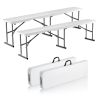 VEVOR 6ft Plastic Folding Portable Outdoor Bench for Camping, Picnic 2 Pack