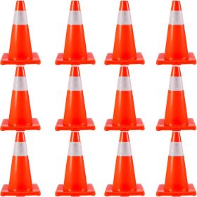 VEVOR 12Pack 18" Traffic Cones, Safety Road Parking Cones PVC Base, Orange Traffic Cone with Reflective Collars