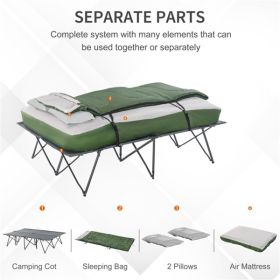 Foldable Camping Cot Bed, Inflatable Sleeping Air Mattress, Pad, Sleeping Bag, 2 Pillows and Foot Pump
