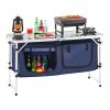 Camping Kitchen Table Folding Portable Cook Station 3 Adjustable Height Aluminum