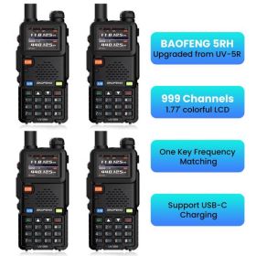Outdoorfun BAOFENG GMRS Ham Radio UV-5RH (Upgrade of UV-5R), Handheld Two Way Radio Long Range with NOAA, 999 Channels,Copy Frequency,USB-C Charging