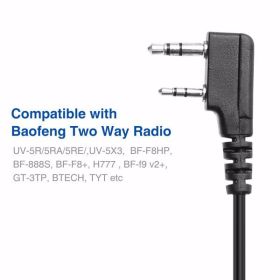 BAOFENG Microphone Walkie Talkie Speaker Mic Remote K Head BF-F8HP UV-5R 5RM UV-21R K5PLUS GM-15 Pro UV-5G Plus GM-5RH UV-17R TIDRADIO TD-H3 TD-H8 Qua