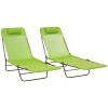Outsunny 2 Piece Folding Chaise Lounge Chairs, Pool Sun Tanning Chairs with Reclining Back, Breathable Mesh Seat, Headrest for Beach, Yard, Patio