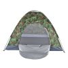 Camouflage Camping Tent for 3 to 4 Person Portable Silver Coated Fabric and Fiberglass Poles Lightweight Waterproof Foldable Tent