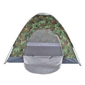 Camouflage Camping Tent for 3 to 4 Person Portable Silver Coated Fabric and Fiberglass Poles Lightweight Waterproof Foldable Tent