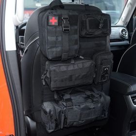 Molle Nylon Tactical Car Seat Organizer Front Seat Back Storage Bag Backrest Protector with 5 Pockets for All Vehicles